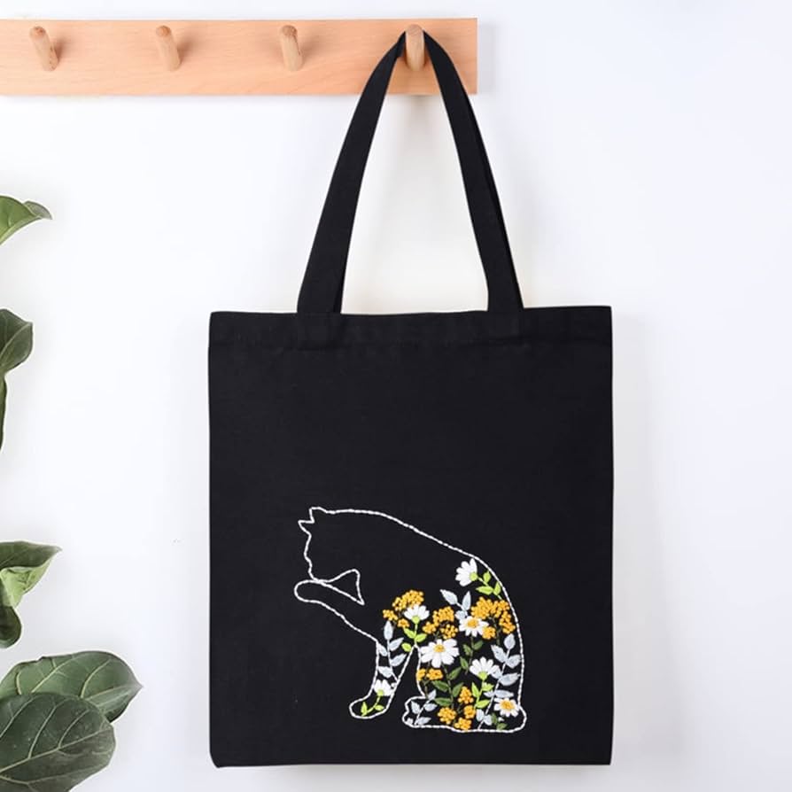 Amazon | Smart-Feather 黒猫刺繍トートバッグキット 初心者向け